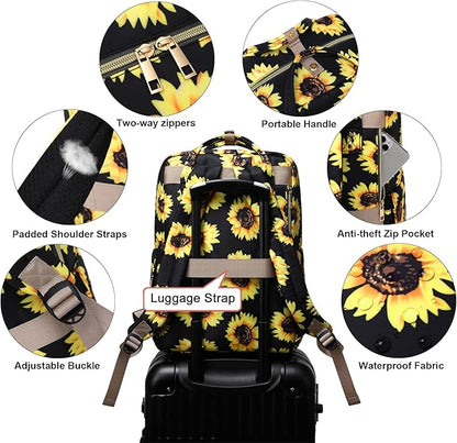 Sunflower Laptop Backpack College Bookbag School Backpack for Women Girls, Travel Backpack 15.6 Inch Computer Backpacks