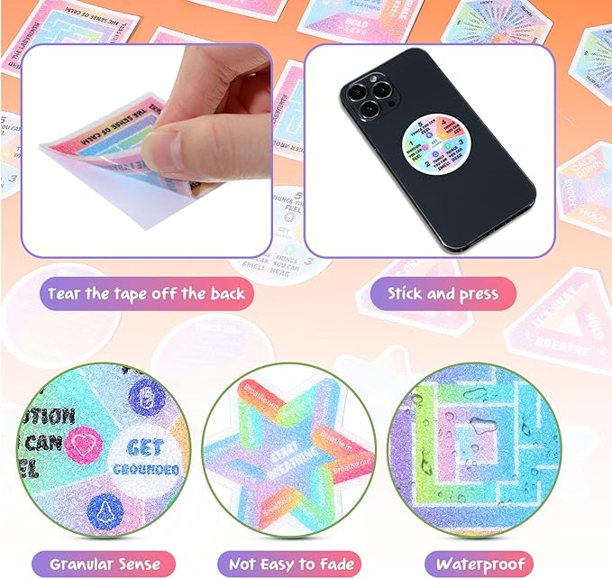 50 Pcs Anxiety Sensory Stickers Calm Stickers Reusable Sensory Strips Adhesive Textured Strips Toys Stress Anxiety Relief Items for Adult Teen Classroom Desk Office Fidget Supplies (Professional)