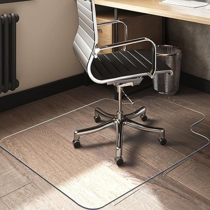 BesWin Office Chair Mat for Hard Floors, Fully Clear Desk Floor Mat for Rolling Chairs, 2mm Heavy Duty Floor Protector Mat for Home Office, Easy Glide, Flat Without Curling (36"×47" with Lip)