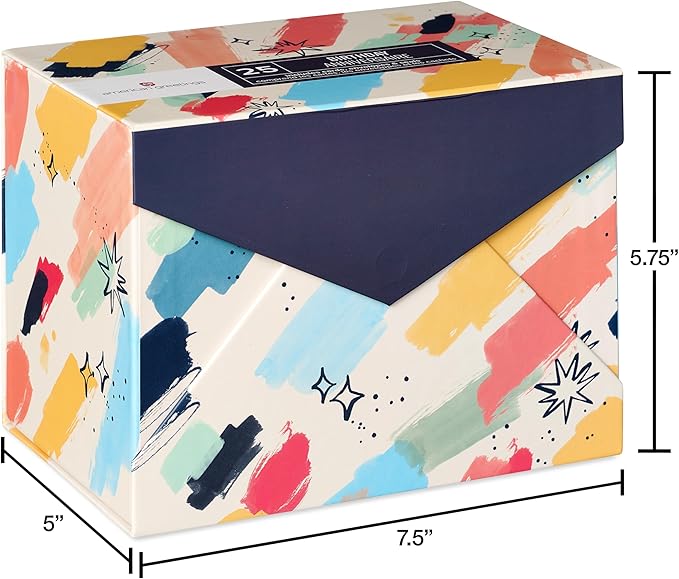 American Greetings 25-Count Birthday Card Assortment with Envelopes, Seals, and Storage Box (Wish Big)