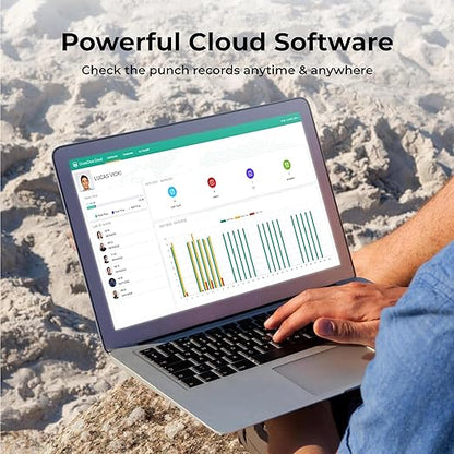 ANVIZ Time Clocks for Employees Small Business - CX2 Fingerprint Biometric Clock in and Out Machine - with Professional Cloud Software (0 Monthly Fee), White