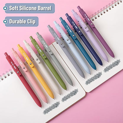 Mr. Pen- Retractable Gel Pens, 12 Pack, Morandi and Vintage Barrels, Black Gel Pens, Fast Dry, Gel Pens Fine Point 0.5mm, Retractable Pens, Cute Pens, Gel Ink Pens, Aesthetic Pens for Journaling