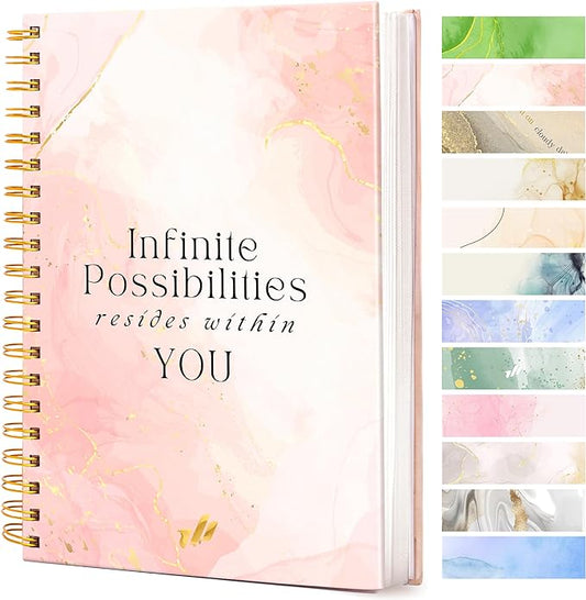 Hardcover Spiral Journal, 10.25" x 7.25", 300-Page Large College-Ruled Notebook for Women, Ideal for Writing, Journaling, Note-Taking, Work, School