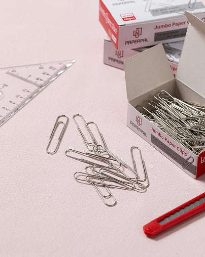 PAPERPAL Jumbo Paper Clips Smooth, 1000 Large Paperclips (10 Boxes of 100 Each), Bulk Paperclips for Office School & Personal Use, Daily DIY, 2" Silver Paper Clips Jumbo Size