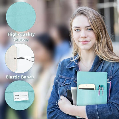 Canvas Book Covers, Washable Book Protector, Book Cover for Paperback Novels, Adjustable Book Cover for Hardcover with Pockets for Pen, Soft Cover Books, Book Lovers Gifts