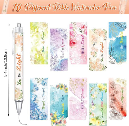 Tinlade 10 Pcs Christian Pens for Women Religious Ink Pens Easter Gifts Inspirational Quotes Bible Verse Ballpoint Funny Office Supplies for Women Men Coworker(Fresh Flower)