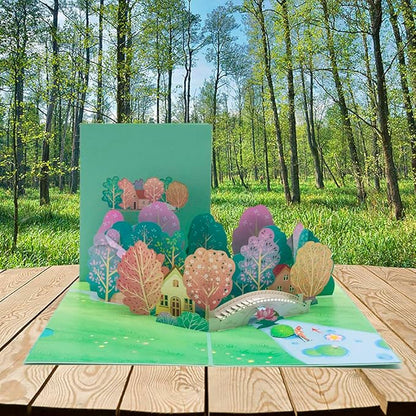 Forest Greeting Pop Up Card, 3D Spring Cards for Birthday, Happy Retirement, Mother’s Day, Summer, Holiday, Mountain, Outdoor, All Occasions