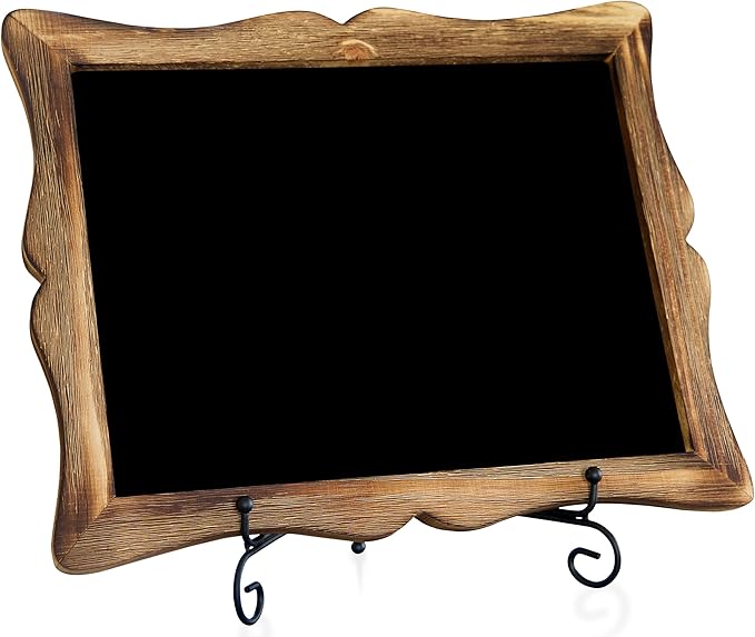 Tabletop Chalkboard Sign with Easel (11x13) + 8 Brilliant Liquid Chalk Markers | Hanging or Freestanding Framed Chalkboard with Hand Crafted Sweetheart Frame - Multipurpose Small Chalkboard Sign
