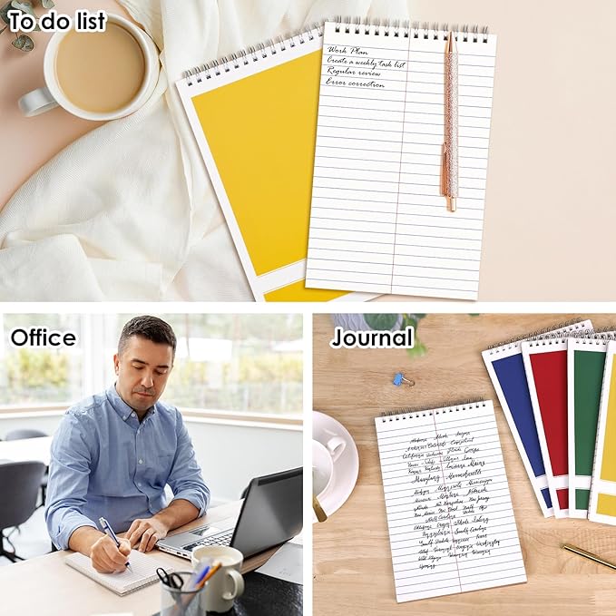 LABUK Steno Pads 6x9in10 Pack, Top Spiral Steno Notebooks, 80 Sheets Note Pads Assorted Color Gregg Rule for School, University, College, Work, Office