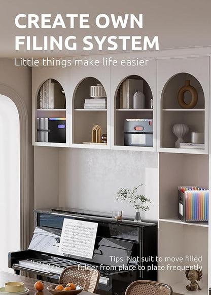 ThinkTex 12 Pockets Accordion File Organizer, Upright & Coverless, Monthly Colorful Tabs, Larger Capacity Expanding File Folder, Letter/A4 Size for School, Home and Office - Black