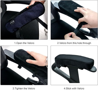 Memory Foam Chair Armrest Pad, Comfy Office Chair Arm Rest Cover for Elbows and Forearms Pressure Relief(Set of 2)