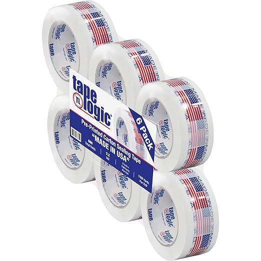 Aviditi Tape Logic 2 Inch x 110 Yard 2.2 Mil Red/White/Blue, Heavy Duty Packing Tape, "Made in USA" 6 Pack, Perfect for Packing, Shipping, Moving, Home and Office