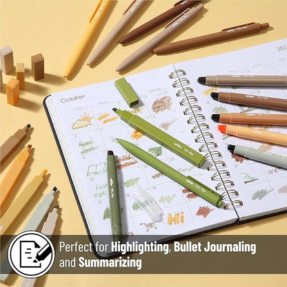 Mr. Pen Aesthetic Highlighters and Gel Pens, 18 Pack, Earth Tone and Vintage Color Bible Highlighter No Bleed