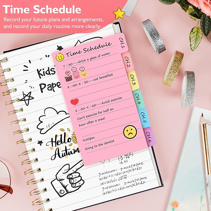 Sticky Notes Set, Post Self-Stick Notes Pads for Journaling Notebook Planner Study, Office Supplies College Essentials Back to School Supplies for High School Students Teen Girl Gifts Preppy