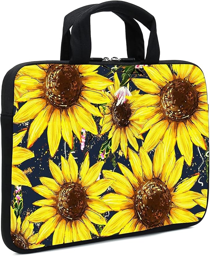 11.6 12 12.1 Inch Laptop Carrying Bag Protective Chromebook Case Pouch Netbook Notebook Ultrabook Bag Tablet Sleeve Cover Travel Briefcase with Handle for Men Women (Sunflower)