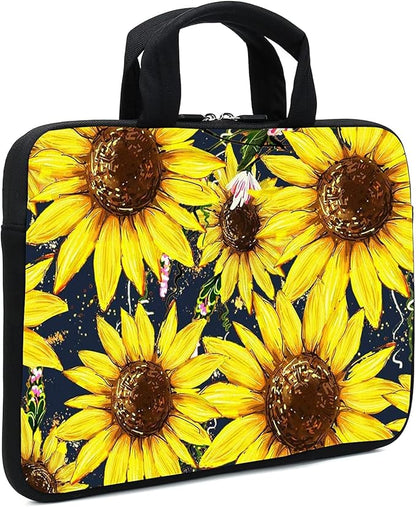 11.6 12 12.1 Inch Laptop Carrying Bag Protective Chromebook Case Pouch Netbook Notebook Ultrabook Bag Tablet Sleeve Cover Travel Briefcase with Handle for Men Women (Sunflower)