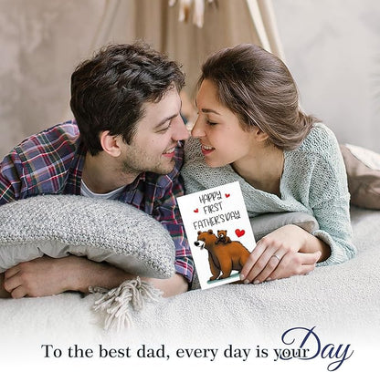 FaCraft Happy First Fathers Day Card for New Dad Dad to Be Expecting Fathers, 4 x 6 Happy 1st Fathers Day Gift Card with Envelope from Wife Daughter Son Baby Boy Girl(Baby Bear)