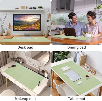 Bloss Green Desk Mat, Desk Matt for Desktop, Large Leather Desk Pad, Desk Pad Mat Waterproof, Computer Mat for Office Work/Home/Decor (31.5 x 15.7 Inches)