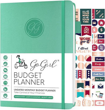 GoGirl Budget Planner – Monthly Financial Planner Organizer Budget Book. Expense Tracker Notebook Journal to Control Money, A5 (Emerald)