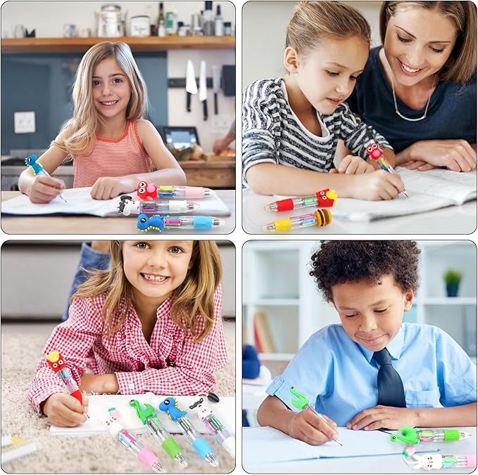 CZWZ 50Pcs Mini Multicolor Pens in One 4-in-1 Cute Pens Bulk for Kids, Ballpoint Pen for Birthdays and Children's Parties, Fun Pens Gifts Assorted Ink Kawaii Pens