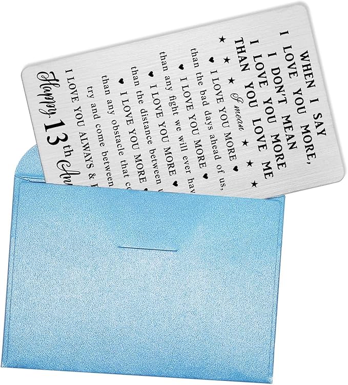 CPLJW 13 Year Anniversary Card Gifts for Him Her, Steel Gifts for Men for 13th Anniversary, 13 Wedding Wallet Card Gift