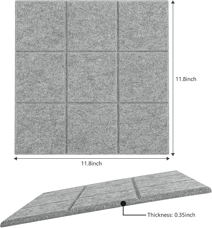 Large Cork Board for Wall 48" X 36", 12 Pack Felt Wall Tiles Bulletin Board Cork Boards for Walls, Felt Board Pin Board Tack Board Corkboard for Office (Light Grey)