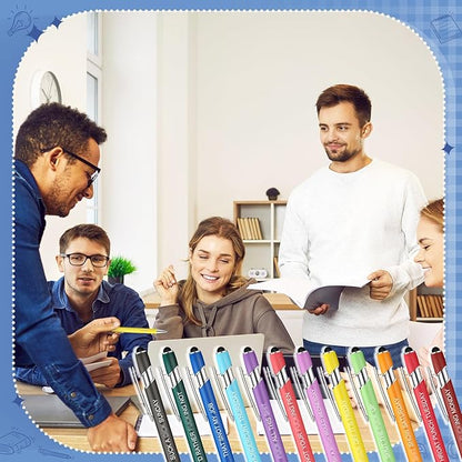 Zonon 12 Pieces Inspirational Pens Bulk Easter Basket Stuffers Motivational Quotes Ballpoint Pens with Stylus Tip Inspirational Gifts for School Office Teachers(Fancy Color,Funny Week)