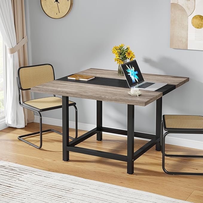 LITTLE TREE 6.5 Ft Conference Table, Modern Black Rectangle 78.74" L X 39.2" W X 29.52" H Wood Seminar Table for Office, Conference Room, 2 Separate Piece