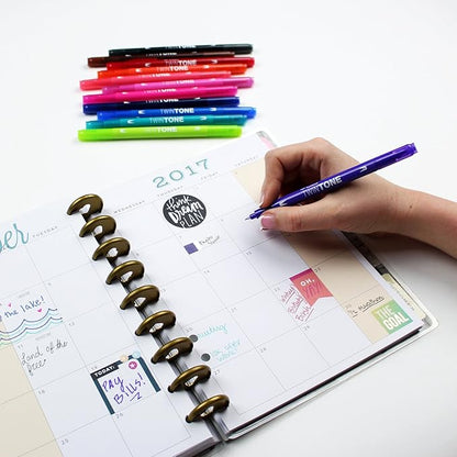 Tombow 61500 Twintone Marker Set, Bright, 12-Pack. Double-Sided Markers for Bold and Precise Writing