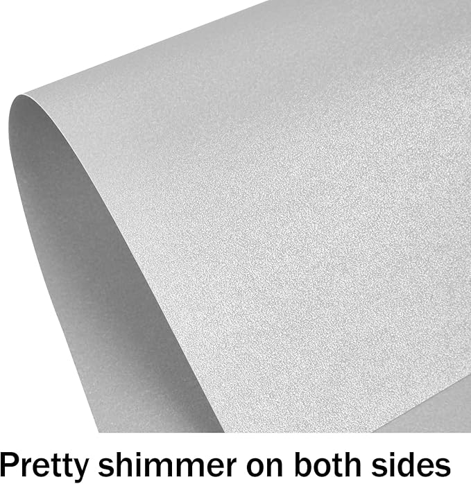 24 Sheets Silver Shimmer Cardstock 8.5 x 11 Metallic Paper, Goefun 80lb Card Stock Printer Paper for Invitations, Crafts, DIY Cards，Graduations