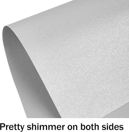 24 Sheets Silver Shimmer Cardstock 8.5 x 11 Metallic Paper, Goefun 80lb Card Stock Printer Paper for Invitations, Crafts, DIY Cards，Graduations