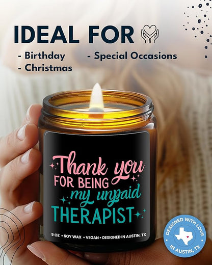 Funny Candle for Best Friend, Thank You for Being My Unpaid Therapist Candle, Best Friend Candle for Women, Funny Friendship Gifts, Gifts for Best Friend, Birthday, Christmas, Gift-Ready