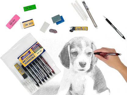 June Gold Kneaded Rubber Erasers, Gray, 6 Pack - Blend, Shade, Smooth, Correct, and Brighten Your Sketches and Drawings