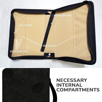 DEHITE Briefcase for Women – Leather Carrying Bag Large Size – | Fits Book 7 x 10.1 x 1.9 in | Pen Slots | Zippered Pocket | Premium Faux Leather | – Black Christian Gift Accessory