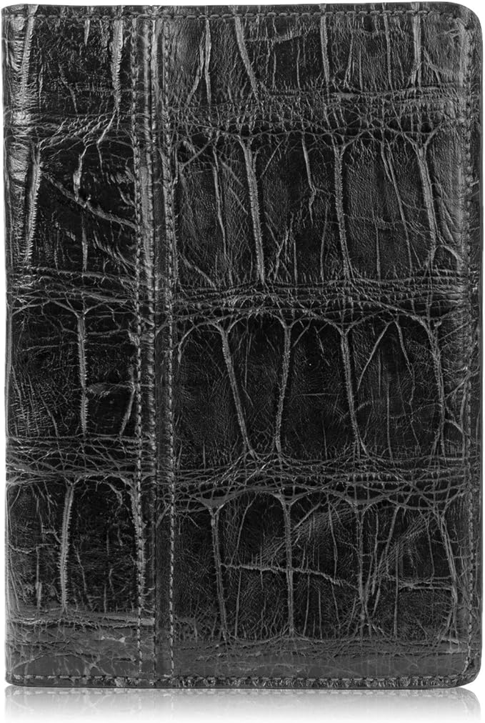 Genuine Florida Alligator Skin Notebook Padfolio (Small, Black)