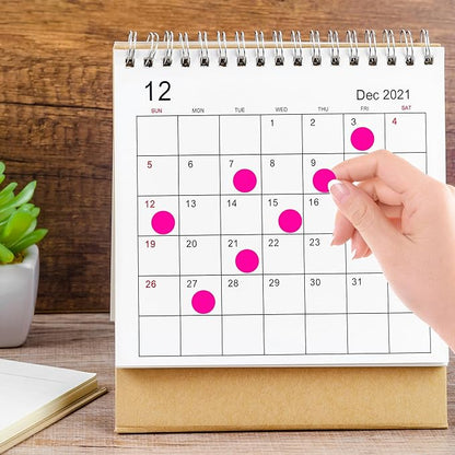 PARLAIM 0.75 inch Diameter Colored Dot Stickers 4 Rolls Pack 4000pcs Fluorescent Pink Round Label Color Coding Marking Stickers Permanent Adhesive for Garage Sale