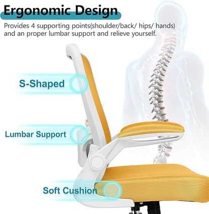 FelixKing Office Chair, Ergonomic Desk Chair Breathable Mesh Chair with Adjustable High Back Lumbar Support Flip-up Armrests, Executive Rolling Swivel Comfy Task Computer Chair for Home Office
