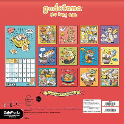 Gudetama Calendar 2025 - Deluxe 2025 Gudetama Wall Calendar Bundle with Over 100 Calendar Stickers (Sanrio Gifts, Office Supplies)