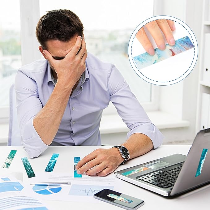 50PCS Calm Strips for Anxiety Sensory Stickers Calm Stickers for Relieve Adults Kids Teens Fidgets Stress Office&Classroom Supplies Anxiety Relief Items with Tactile Textured Surface Patterns(Sea)