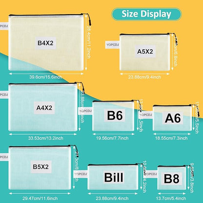 12pcs Mesh Zipper Pouch Bags, Puzzle Bag for Organizing, 8 Size Classroom Must Have Storage Bag, File Bags for School, Board Games and Office Supplies