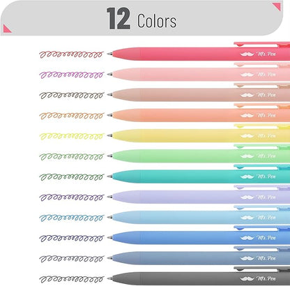 Mr. Pen- Retractable Gel Pens, 12 Pack, Fast Dry, Gel Pens Fine Point 0.7mm, Retractable Pens, Cute Pens, Gel Ink Pens, Aesthetic Pens for Journaling, Fine Tip Pens