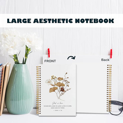BearCake God is Love Floral Christian Notebook Journal, Christian Gifts for Women, Bible Notebooks for Note Taking, Bible Journaling Notebook, Hardcover Spiral Notebook 5.5x8.3
