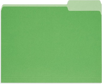 100 Blue Summit Supplies Green File Folders, Two-Tone, 1/3 Cut Tabs, Letter Size, Durable 11pt Paper, File Folders Green, Bulk 100 Pack