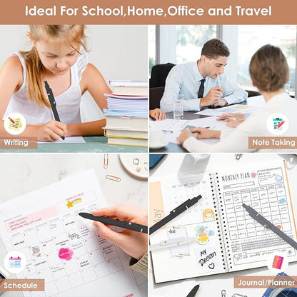 Easter Basket Stuffers for Men, College School Supplies, 0.5mm Black Ink Pens for Journaling, Cool Stuff Gifts for Dad Boyfriend, Birthday Gifts for Men, Valentines Stuff (6pcs Black Gray White)