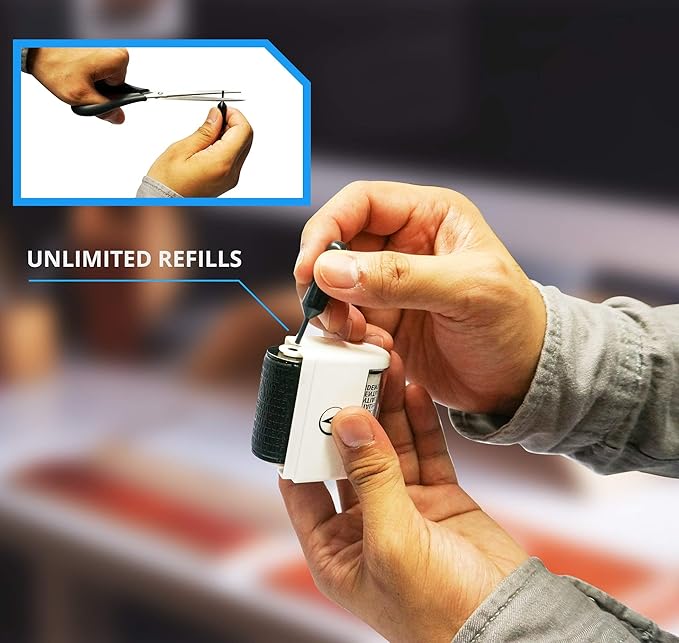 Identity Theft Protection Roller Stamps Wide Kit - Confidential Roller Stamp, Anti Theft, Privacy & Security Stamp, Designed for ID Blackout Security - Classy White with 3 Refills