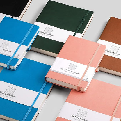 AHGXG Thick Journal Lined Notebook - 320 Numbered Pages A5 Notebook College Ruled Journal for Writing, 100gsm Lined Paper, Leather Hardcover, for Women Men Work Office School, 5.75'' X 8.38''-Blue