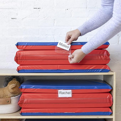 ECR4Kids Premium Folding Rest Mat, 4-Section, 2in, Sleeping Pad, Blue/Red, 5-Pack
