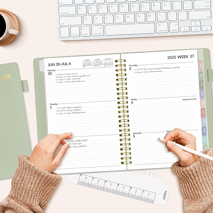 SUNEE 2026 Weekly & Monthly Planner 6.4"x8.5"- 12 Month (January 2026 - December 2026), Vegan Leather Cover, Pocket, Bookmark, Notes, Monthly Tab, Purple