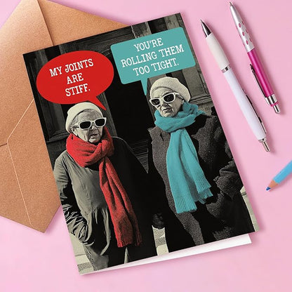 Birthday Card for Older Women, Funny, Multicolor, Modern, 5x7 inches, Blank Inside, Includes Envelope