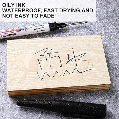 4 Pcs Multi Purpose Deep Hole Marker Pens,Long Nib Head Marker Waterproof Colorful Carpenter Pen for Bathroom Woodworking Decoration,Red Black Blue Green Ink Permanent Markers Marker Pens (Blue)